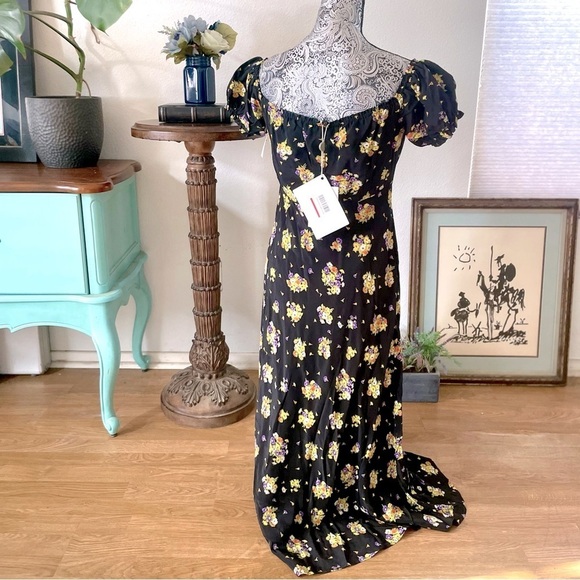 NWT Alessandra Rich Daisy Print Off-Shoulder Silk Midi Dress US 10 / IT 46 - Picture 10 of 14